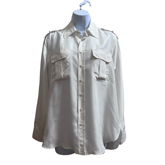 Zara Into The Classics Imperfection Mulberry Silk Button Down Blouse Oversize XS - Picture 2 of 15